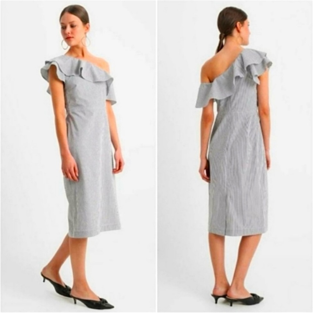 Banana Republic Gray One-Shoulder Dress